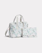 Cotton and leather nappy bag