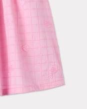 'Fruits Stickers' embroidered cotton satin dress